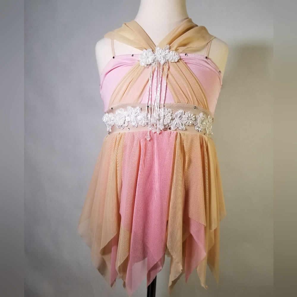 Pink and Tan Lyrical Dance Costume